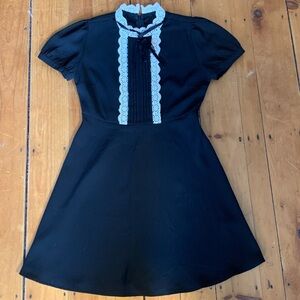 Black Lace Detail Babydoll Coquette  Whimsygoth Mini Dress